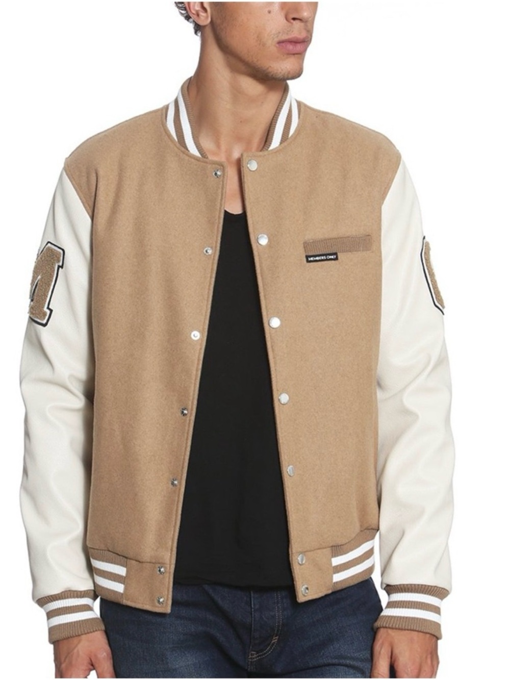 NWT Members Only Letterman Camel